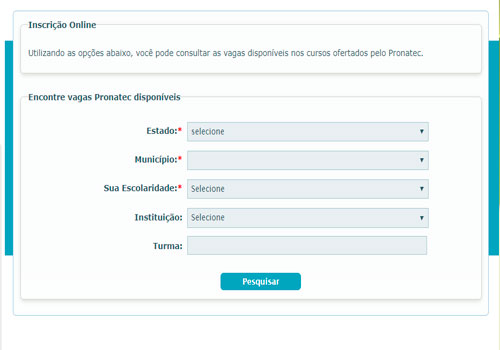 Inscrições Pronatec 2022